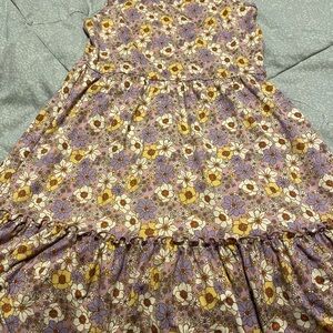 lilt Purple and Yellow Floral Tiered Summer Dress